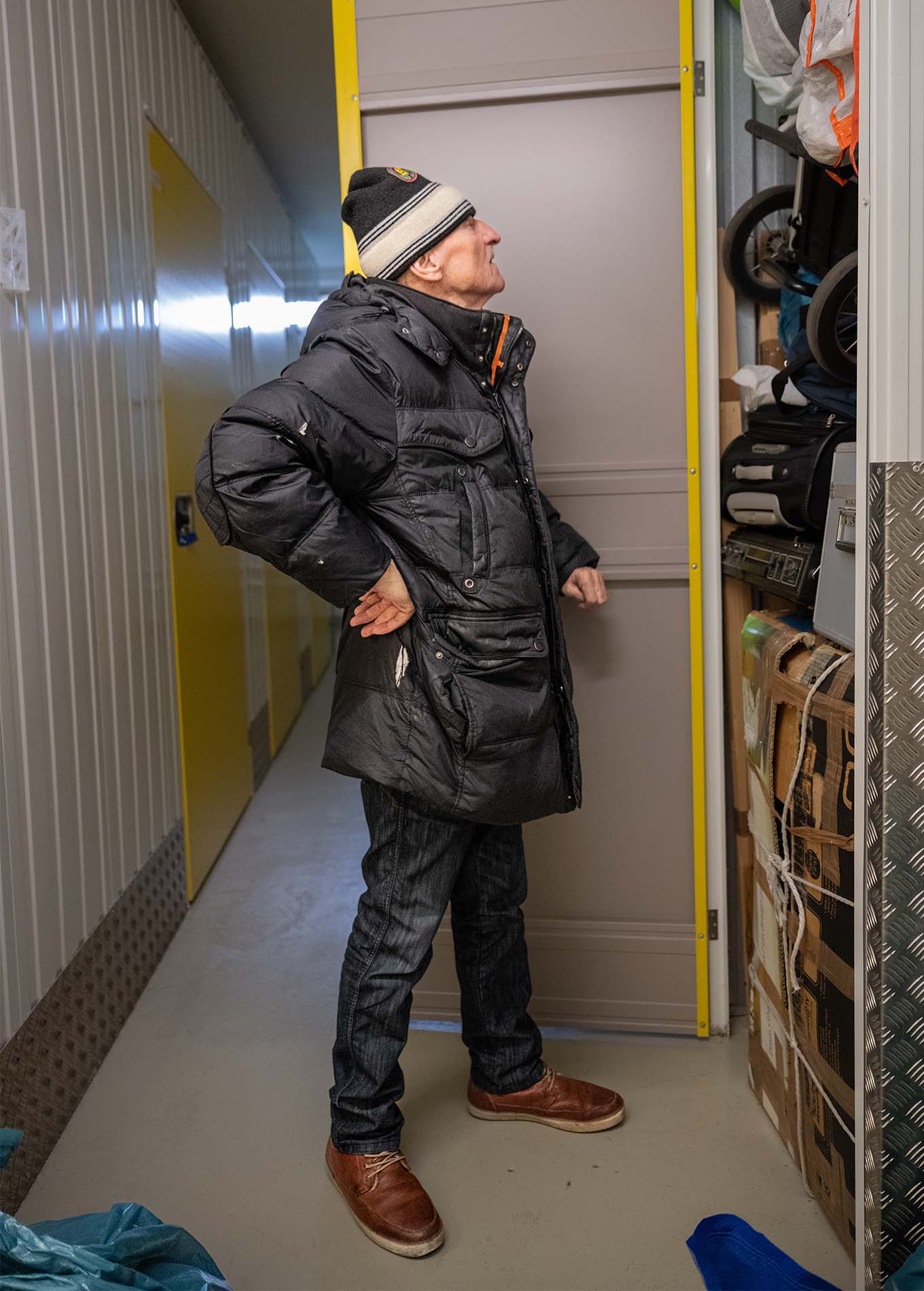 Die Katze schaut in ihren Lagerraum